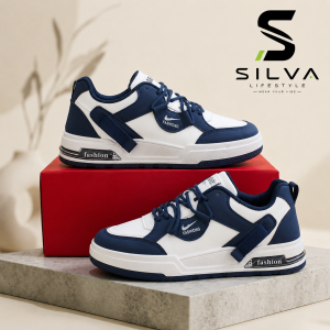Men’s Navy Blue & White Fashion Sneakers – Stylish Casual Shoes for Everyday Wear