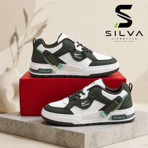 Men’s White & Black Casual Fashion Sneakers – Stylish Everyday Shoes for Men