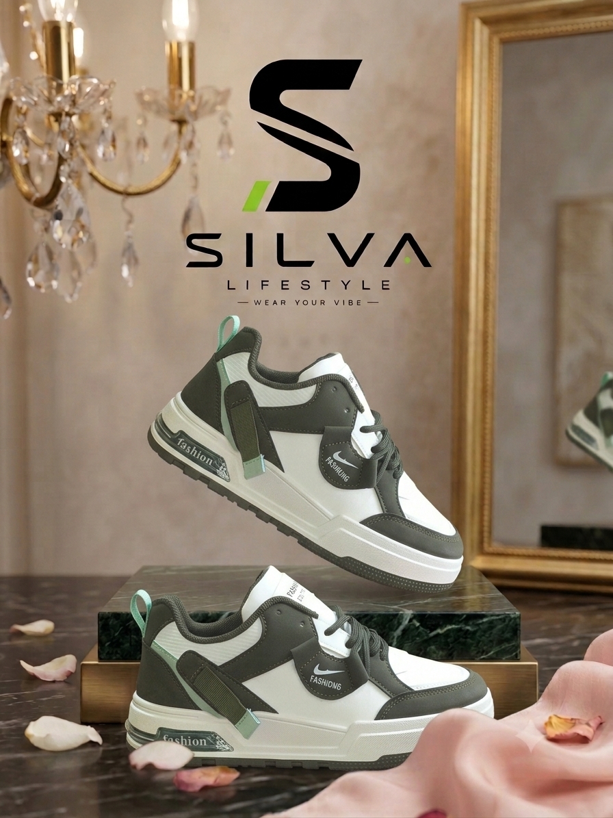 Men’s White & Black Casual Fashion Sneakers – Stylish Everyday Shoes for Men - Image 2